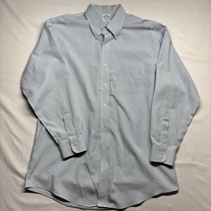 Brooks Brothers Regent Fit Non-Iron Shirt Blue Yellow Tattersall Large
